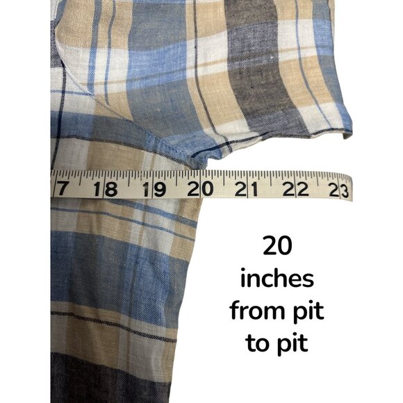 Foxcroft NYC Womens Relaxed Fit Plaid Button-Up Shirt Size 4 100% Linen Blue & B - Picture 5 of 6